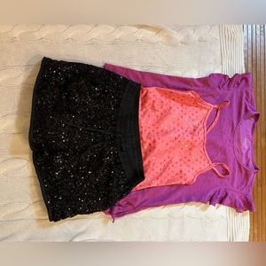 Gapkids combo: sequin black shorts, sports too and sports tee shirt. Size 10.